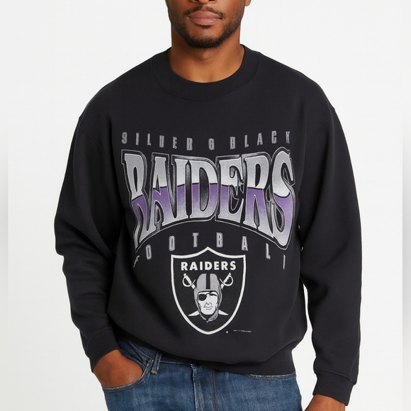 Vintage 1994 Oakland Raiders‎ Sweatshirt Black Crewneck Size M